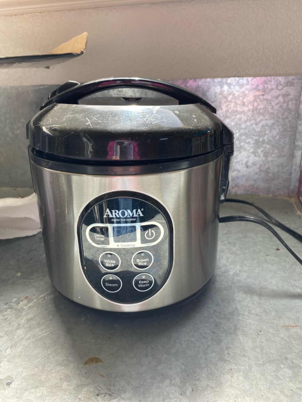 Roma Stainless Steel Rice Cooker & Steamer in Black and Silver